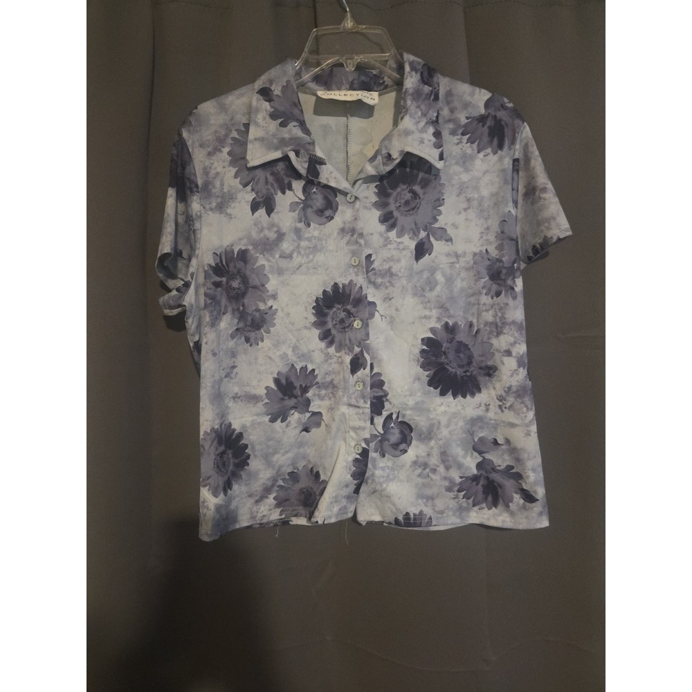 Giorgio Fiorini Collection Floral Print Button Up, Women's XL Blouse,‎ Coastal